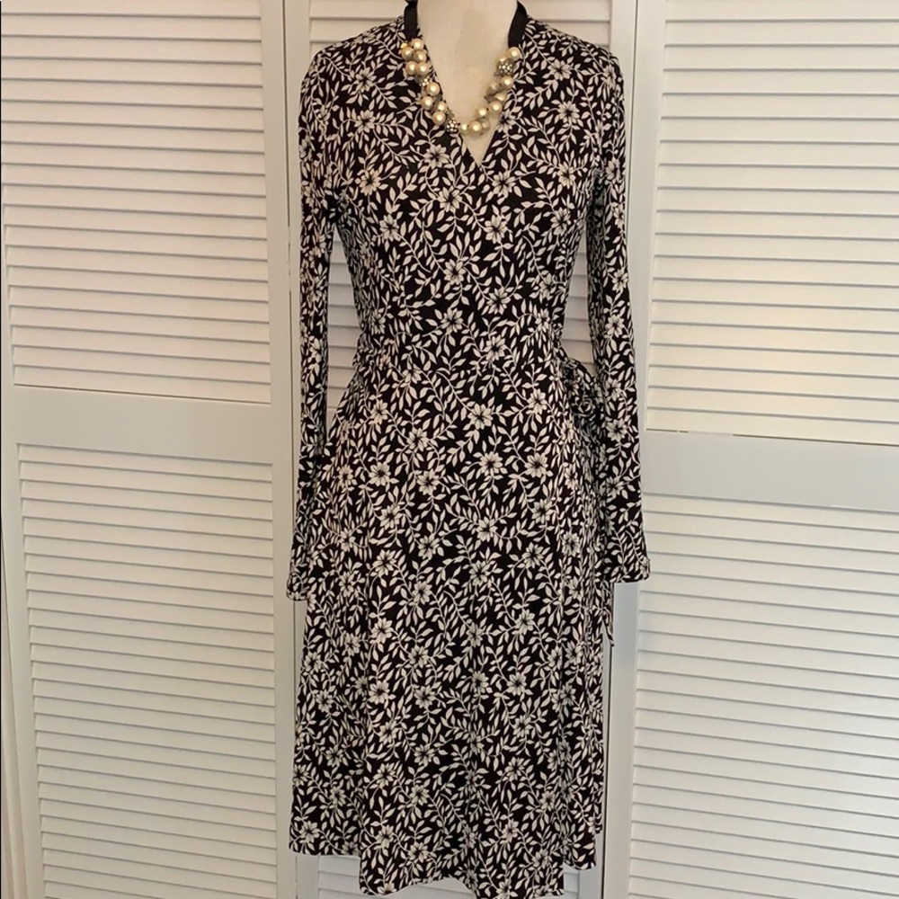DVF Long Sleeve Silk Wrap Dress